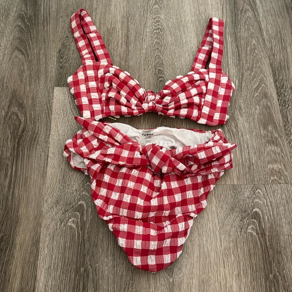 Montce Red and White Gingham Bikini bottom